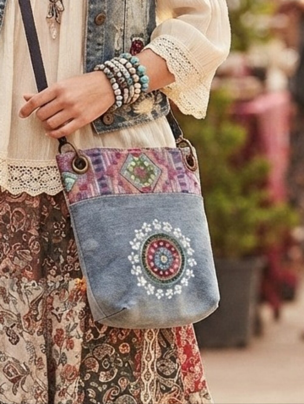 Desigual bohemian Jean crossbody bag